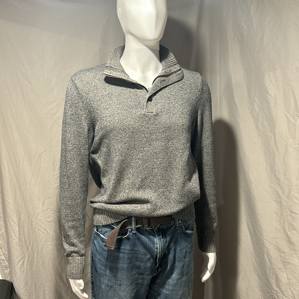 American Eagle AEO Mens Athletic Fit Pullover 1/4 Zip Sweater Size Medium Gray